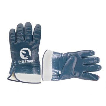 Перчатки INTERTOOL SIZE 10 синие резиновые (манжет крага)